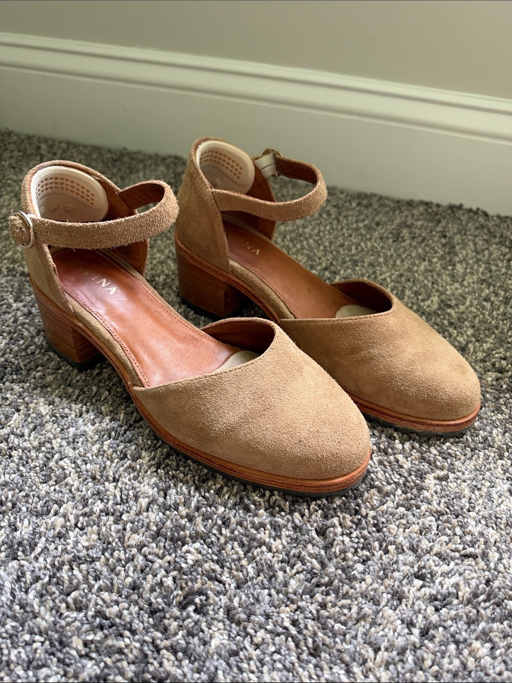 Suede Ankle-Strap Lug Sole Block Heel Mary Jane